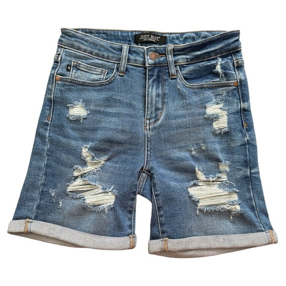 Judy Blue Pants - Judy Blue Distressed Denim Shorts-Size Small